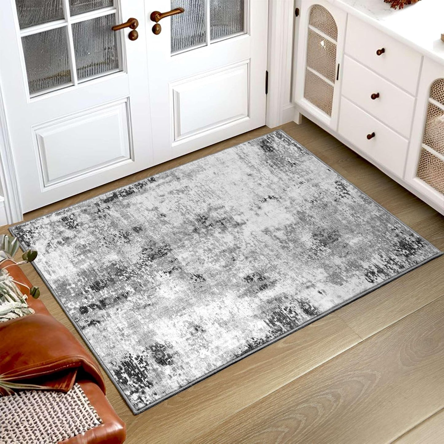 Ompaa 2x6 Rug Runners for Hallways Kitchen Runner Rug Non Slip Washable Grey Long Runner Rugs with Rubber Backing Soft Abstract Carpet Runner for Hallways, Kitchen, Bedroom, Bathroom, Entryway - Colors A