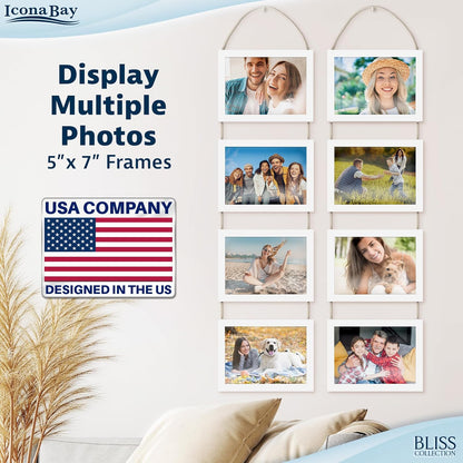 Icona Bay - 4x6 Wall Hanging Picture Frames Collage with 8 Openings - Distressed White, 2 Pack - Casual Style Engineered Wood Frames - Wall Mount Only - Bliss Collection