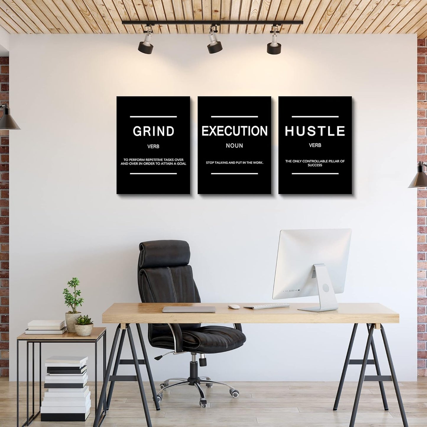 Inspirational Canvas Painting Wall Art -EPHANY ART,Mindset Quotes Prints, Success Framed Entrepreneur Poster Positive Quotes Wall Poster for Home Office Workplace (M-3pcs,12x16inchx3pcs)
