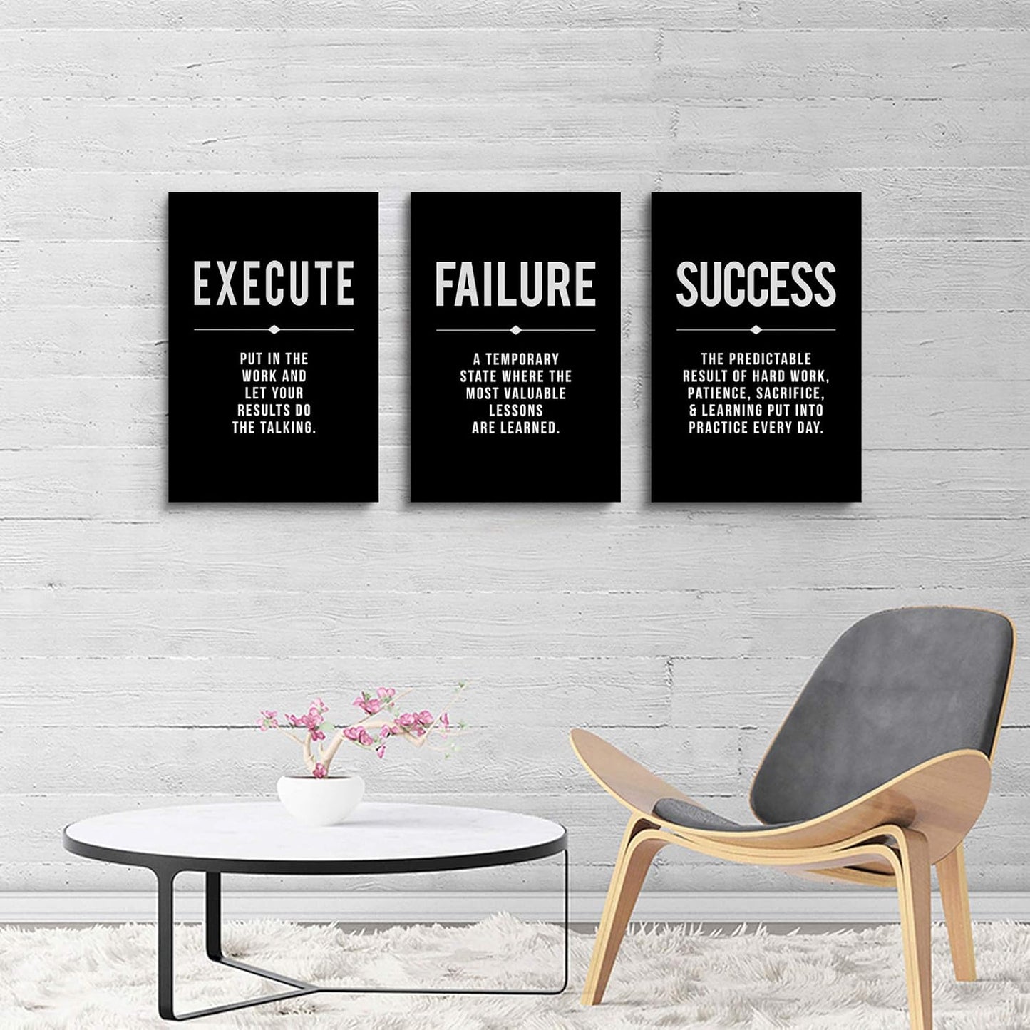 Inspirational Canvas Painting Wall Art -EPHANY ART,Mindset Quotes Prints, Success Framed Entrepreneur Poster Positive Quotes Wall Poster for Home Office Workplace (M-3pcs,12x16inchx3pcs)