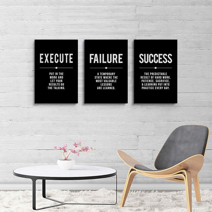 Inspirational Canvas Painting Wall Art -EPHANY ART,Mindset Quotes Prints, Success Framed Entrepreneur Poster Positive Quotes Wall Poster for Home Office Workplace (M-3pcs,12x16inchx3pcs)