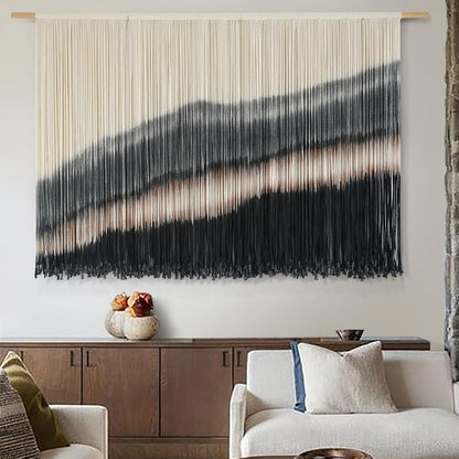 Jakalin Macrame Wall Hanging Dip Dyed Fiber Macrame Wall Decor Boho Cord Living Room Wall Art 57" Wx43 L