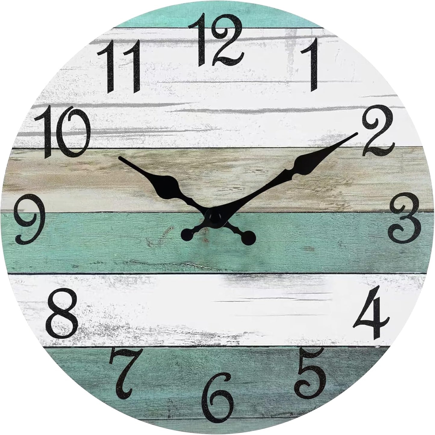CHYLIN Wall Clock, Silent Non Ticking Battery Operated, Rustic Coastal Country Clock Decorative for Bathroom Kitchen Bedroom 8