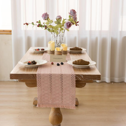Keketoarrange Boho Sage Green Table Runner for Summer Home Decorations 12x72 Inches Farmhouse Small Macrame Woven Burlap Rustic Coffee Dresser Dining Kitchen Centerpiece Bohemian Decor