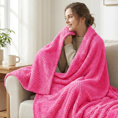 Exclusivo Mezcla Fleece Throw Blanket Extra Large, Super Soft and Warm Blankets for Couch, Sofa and Bed Waffle Textured, Cozy, Fuzzy and Lightweight (Slate Blue, 50x70 Inches)