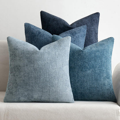 MIULEE Pack of 4 Couch Throw Pillow Covers 18x18 Inch Neutral Soft Decorative Chenille Pillow Covers Farmhouse Boho Cushion Covers for Mid Century Modern Spring Home Decor Sofa Bedroom Living Room