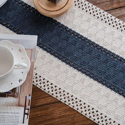 Macrame Table Runner Cream Beige Boho Table Runners with Tassels Hand Woven Cotton Table Runner Rustic Farmhouse Table Runners for Bohemian Kitchen Dining Table(12x71in)