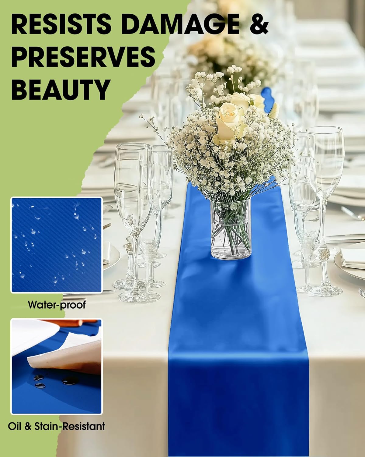 Pureegg Gold Plastic Table Runners - 10 Pack, 14'' x 108'', Water Resistant & Disposable Centerpiece Decorations for Table Cloth, Wedding, Birthday, Holiday, Baby Shower, Party, Home Decor