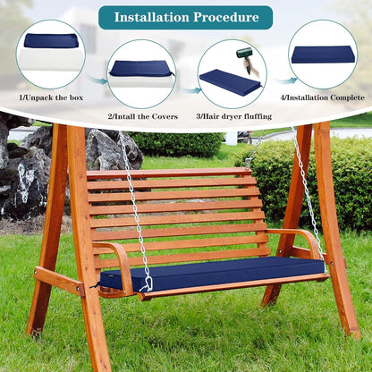 Outdoor Bench Cushions 48 x 18 Inch Thick Waterproof Porch Swing Cushions with Tie Patio Furniture Chair Cushion Bench Pad 5 Year Color Fastness Backyard Seat Pads Navy