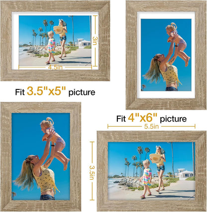 Vittanly 8x10 Picture Frames Set of 9, Shatter Resistant Plexiglass, Display 5x7 Pictures with Mat or 8x10 without Mat, Photo Frames for Wall or Tabletop, Engineered Wood, Black - Colors B