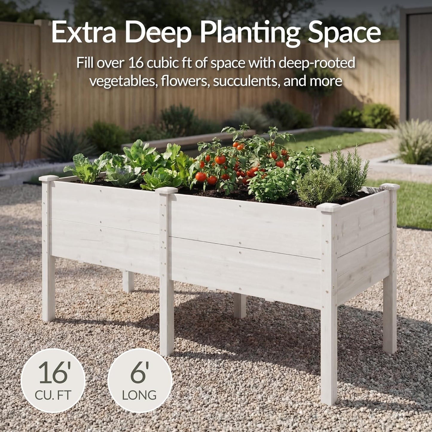 Best Choice Products 72x24x30in Raised Garden Bed, Elevated Wood Planter Box Stand for Backyard, Patio, Balcony w/Divider Panel, 6 Legs, 300lb Capacity - Natural