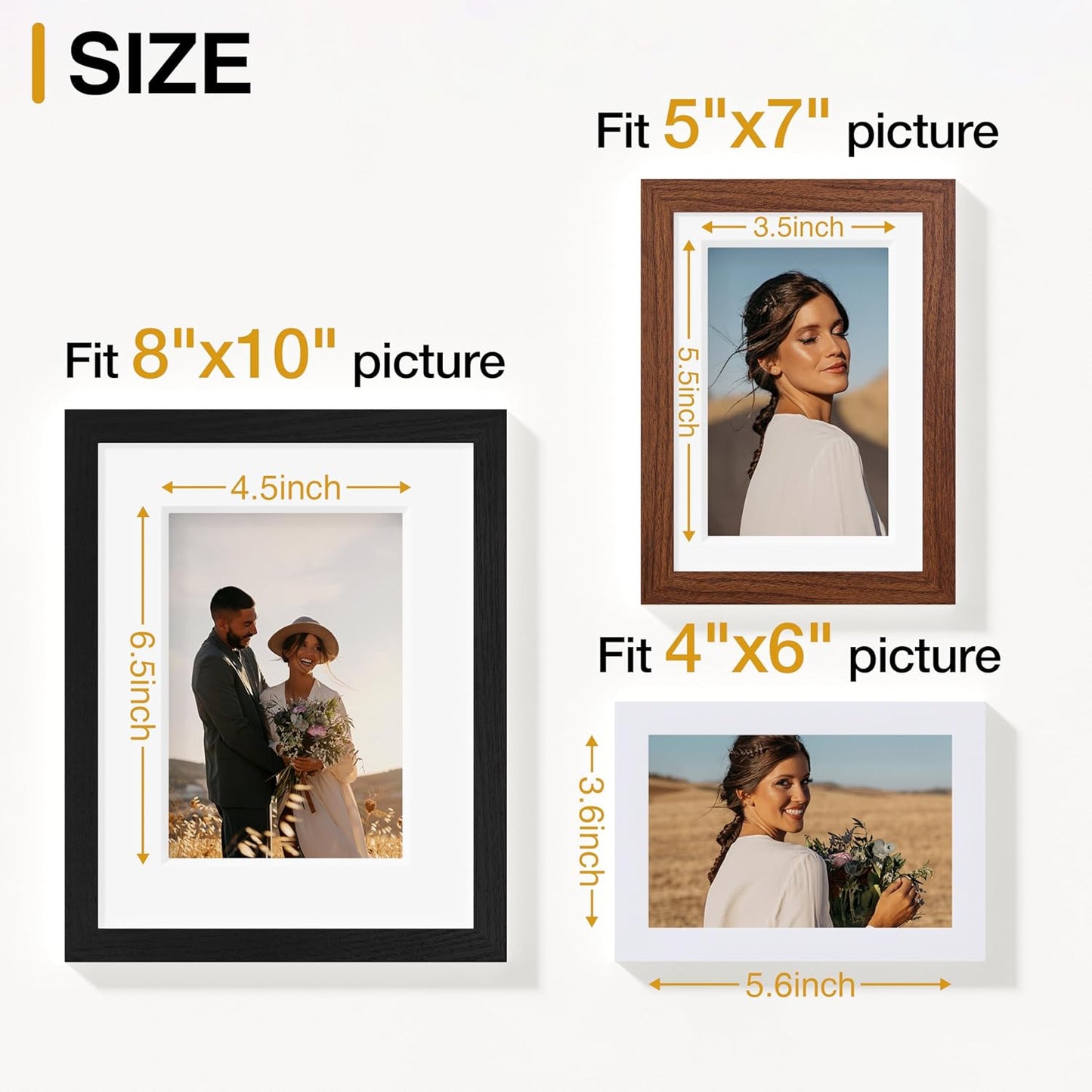 Vittanly 15 Pack Picture Frames Collage Wall Decor for Mounting or Tabletop Display, Gallery Frame Set for Family, Multi Sizes Including 3pcs 8x10, 6pcs 5x7, 6pcs 4x6, Black