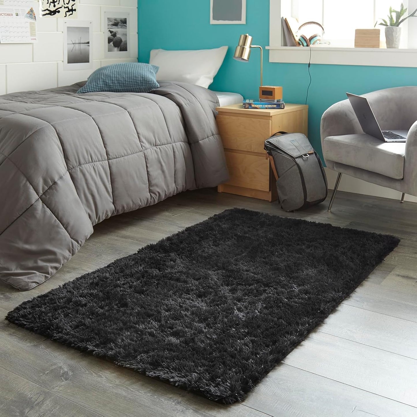 Ophanie Round Rugs 5Ft Ivory Circle Area Rug, Nursery Room Decor, Christmas Aesthetic Bedroom Home Circular Carpet 5 Foot, Fluffy Fuzzy Shag Plush Cream Living Room Rugs for Kids Boys Girls Teen Baby