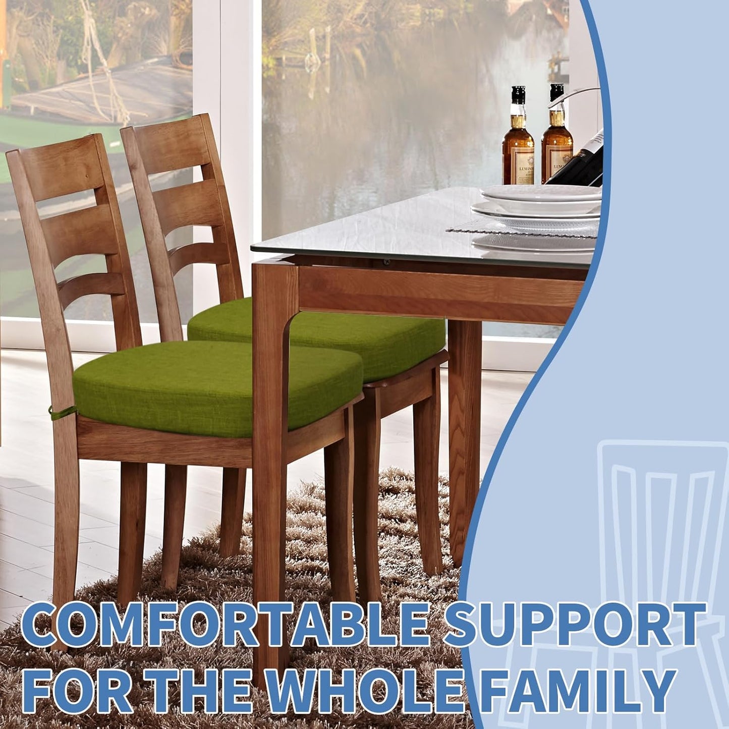BUYUE Thickened 2.5" Friendly Woven Fabric Dining Chair Cushion, U-Shape High Density Foam Comfortable Chair Pad for Kitchen, Slip Resistant Indoor Seat Cushion (1 Piece, Dark Gray)