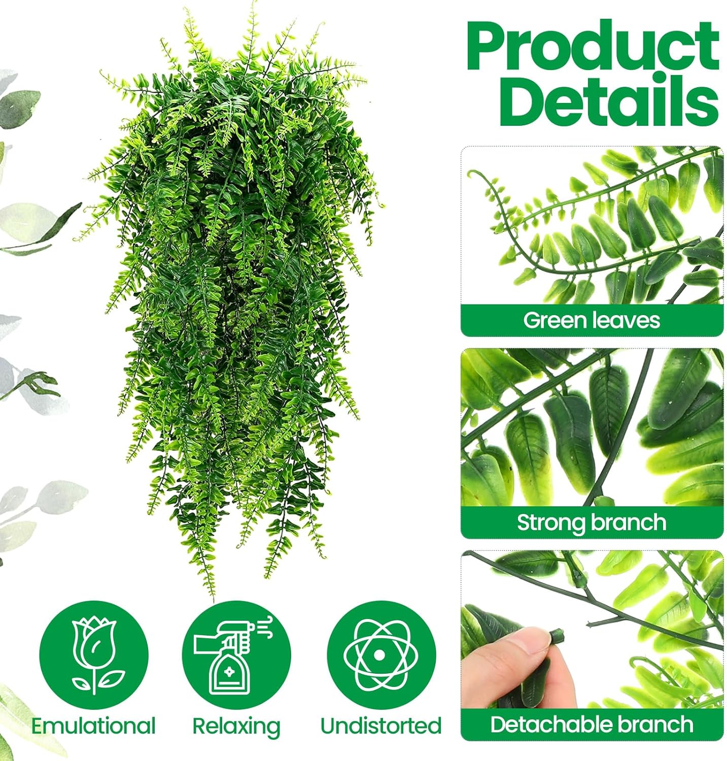XunYee 28 Pcs Artificial Hanging Plants 32 Inch Plastic Fern Vine Fake Greenery Plant Faux Eucalyptus Vine for Wall Room Wedding Indoor Outdoor Decor, No Baskets (Boston Fern)