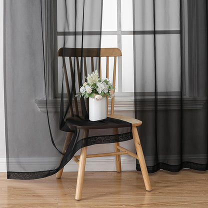 Chyhomenyc Sheer White Valances for Windows 2 Pack, Small Window Curtains for Living Room Bathroom Cafe Laundry Basement, Modern Top Dual Rod Pocket Voile Curtain, 42W x 14L inches, White - Colors B