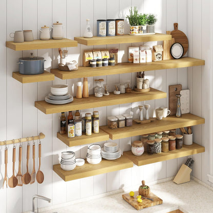72 Inch Long Floating Shelves for Wall Set of 2, 12"D Wood Grain Bathroom Shelves with Invisible Brackets, Easy Install Engineered Wood Storage Shelves for Kitchen, Living Room, Bedroom, Black Finish