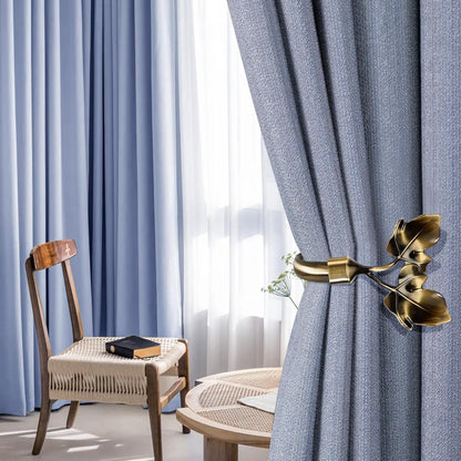 HIKMLK Leaf Shaped Curtain Tieback Holdbacks 2pcs, Handmade Metal Curtain Side Holders for Wall, Curtain Hook Pull Backs for Drapes Window Decoration