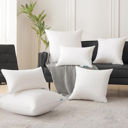 Oubonun 18"x18" Pillow Inserts (Set of 2) - Throw Pillow Inserts with 100% Cotton Cover - 18 Inch Square Interior Sofa Pillow Inserts - Decorative Pillow Insert Pair - White Couch Pillow