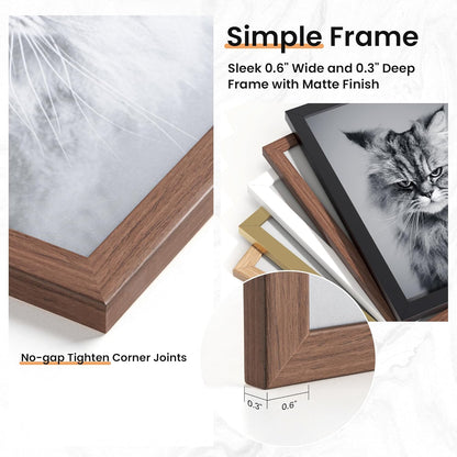 Venusmiles 15 Pack Picture Frames Collage Wall Decor, Gallery Frame Set for Wall Mounting or Tabletop Display, Multi Sizes Including 3pcs 8x10, 6pcs 5x7, 6pcs 4x6, Oak