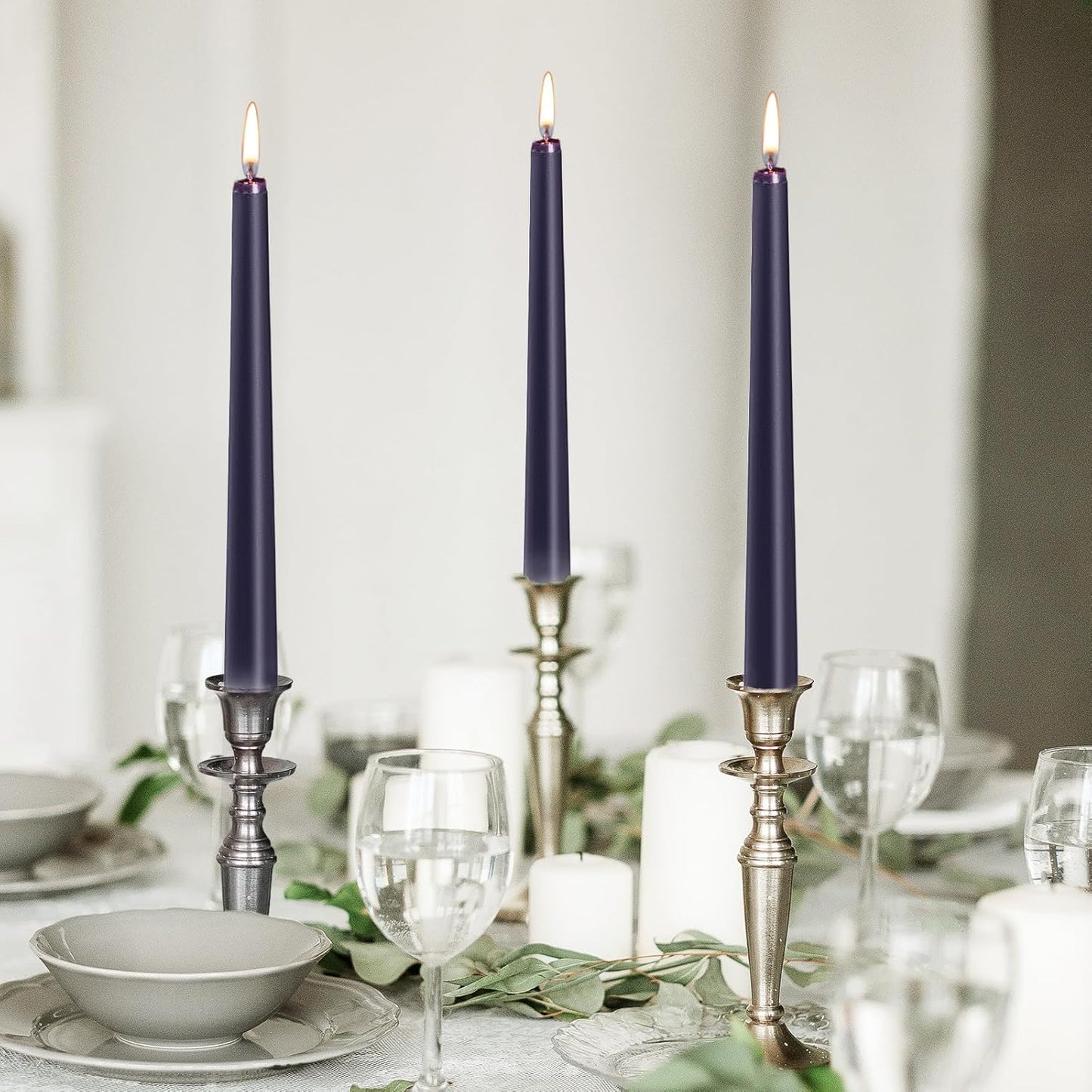 KONNI 0.87×10 Inch Ivory Taper Candles, Unscented and Smokeless Tall Candlesticks, 10 Pack Tapered Candles with Cotton Wicks, Long Burning, Ideal for Weddings, Dinner Parties, and Home Décor