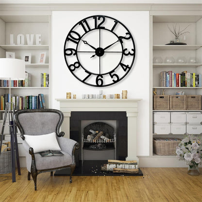 CLXEAST 30 Inch Large Wall Clock Modern, Oversized Roman Numeral Decorative Black Metal Wall Clock for Living Room Decor,House Warming Gifts New Home
