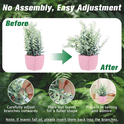 4pcs Fake Small Plants, Artificial Greenery Potted Plant for Home Office Decor, Small Faux Gray Grass Eucalyptus for Bathroom Plants Decoration, Mini Plant Potted Table Shelf Decoration