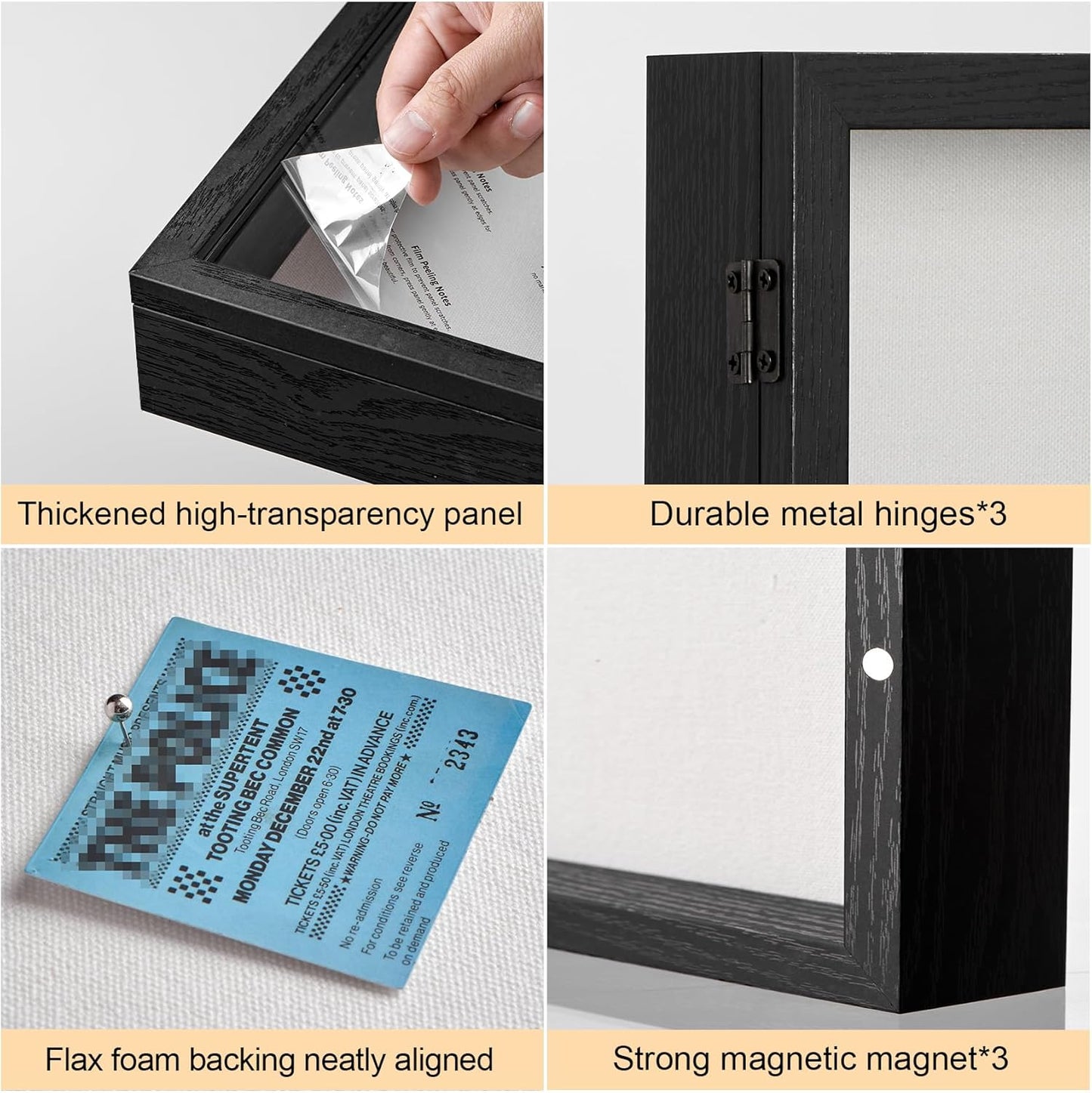 8x10 Deep Shadow Box Picture Frame Display Case with Linen Back and Stand,Real Glass Black Shadow Memory Box Frame 8x10 for Flower Baby Pet Wedding Photo Art Craft Memorial Wall Decor Gift