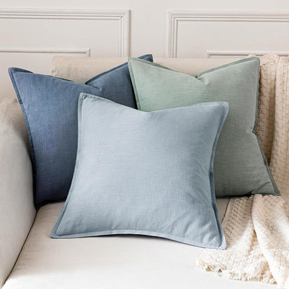 MIULEE Decorative Linen Euro Sham Pillow Covers 26x26 Cream White Boho Farmhouse Neutral Couch Throw Pillows for Bed Pack of 2 Accent Modern Pillowcase Sofa Livingroom Home Decor