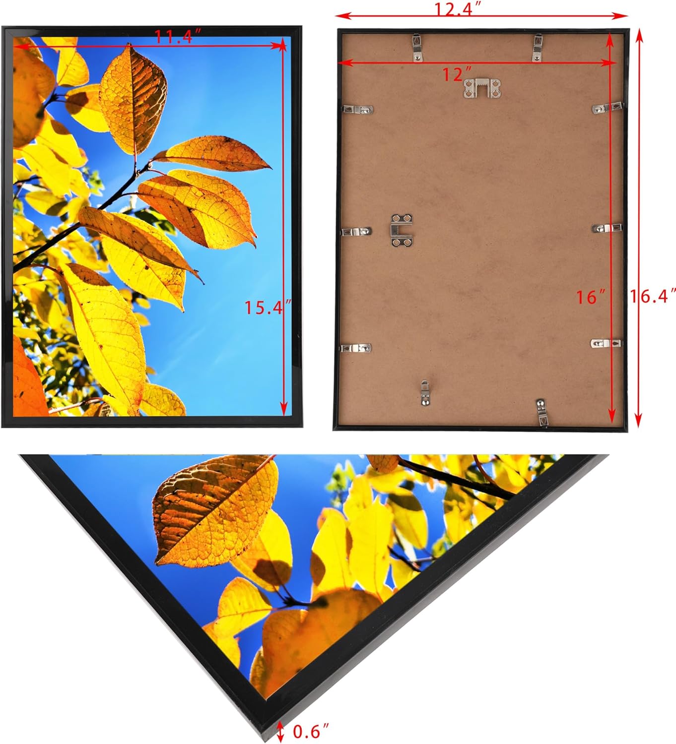 Aynoo Wood Floating Picture Frame 7x9, Table Top 8x10 7x9 6x8 Floating Frame Black Metal Modern Style Frame (PHSD),1Pack