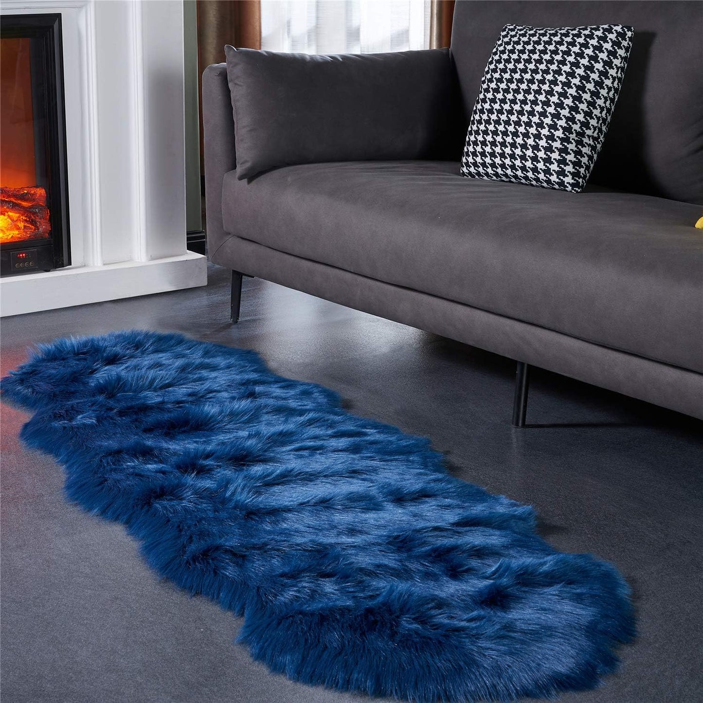 EasyJoy Ultra Soft Fluffy/Fuzzy Shaggy Area Rug Faux Fur Chair Cover Seat Pad for Bedroom Floor Sofa Living Room (2 x 6 ft Sheepskin, Beige)