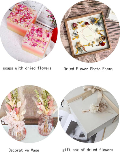 DIY Natural Dried Flower Set, Bulk Dried Flowers for Vase, Dried Flowers with Stems, Dried Roses, Mini Dried Flower Bouquets.(Brown)