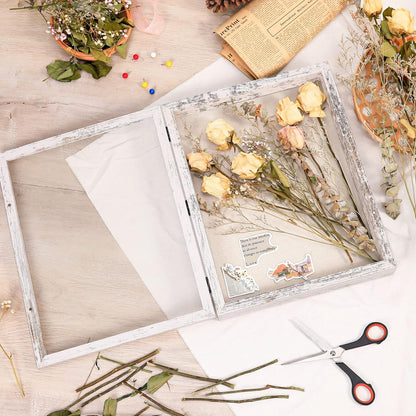 Califortree 8x10 Shadow Box Frame with Linen Back - Sturdy Rustic Memory Display Case of Flower, Pictures, Medals and More, White