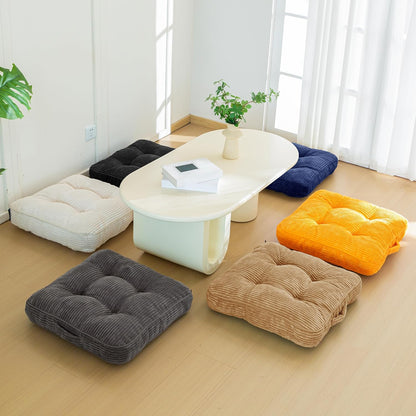 HIGOGOGO 6" Extra Thick Floor Pillow Cushion for Adults, Meditation Cushion Pillow, Large Square Floor Sitting, Tufted Corduroy Cover, for Tatami Living Room or Yoga, 22x22 Inch, 2Pack, Dark Grey