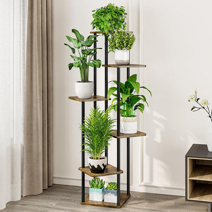 AZERPIAN Plant Stand 5 Tier Indoor Metal Flower Shelf for Multiple Plants Corner Tall Flower Holders for Patio Garden Living Room Balcony Bedroom, Black (5 Tier-Black)