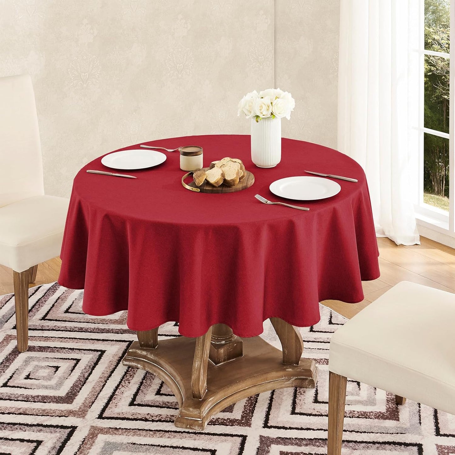 Veblandy Rectangle Tablecloth Waterproof Linen Textured Table Cloth Stain and Wrinkle Resistant Washable, Decorative Fabric Table Cover for Dining, Party and Camping (Sage Green, 52 * 70)