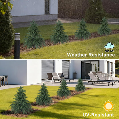 Artificial Lavender Topiary Ball Trees, 2 Set of UV Resistant Fake Evergreen Shrubs Bushes Plants with Ground Spike, Fake Plants for Outdoor Indoor Front Porch Garden
