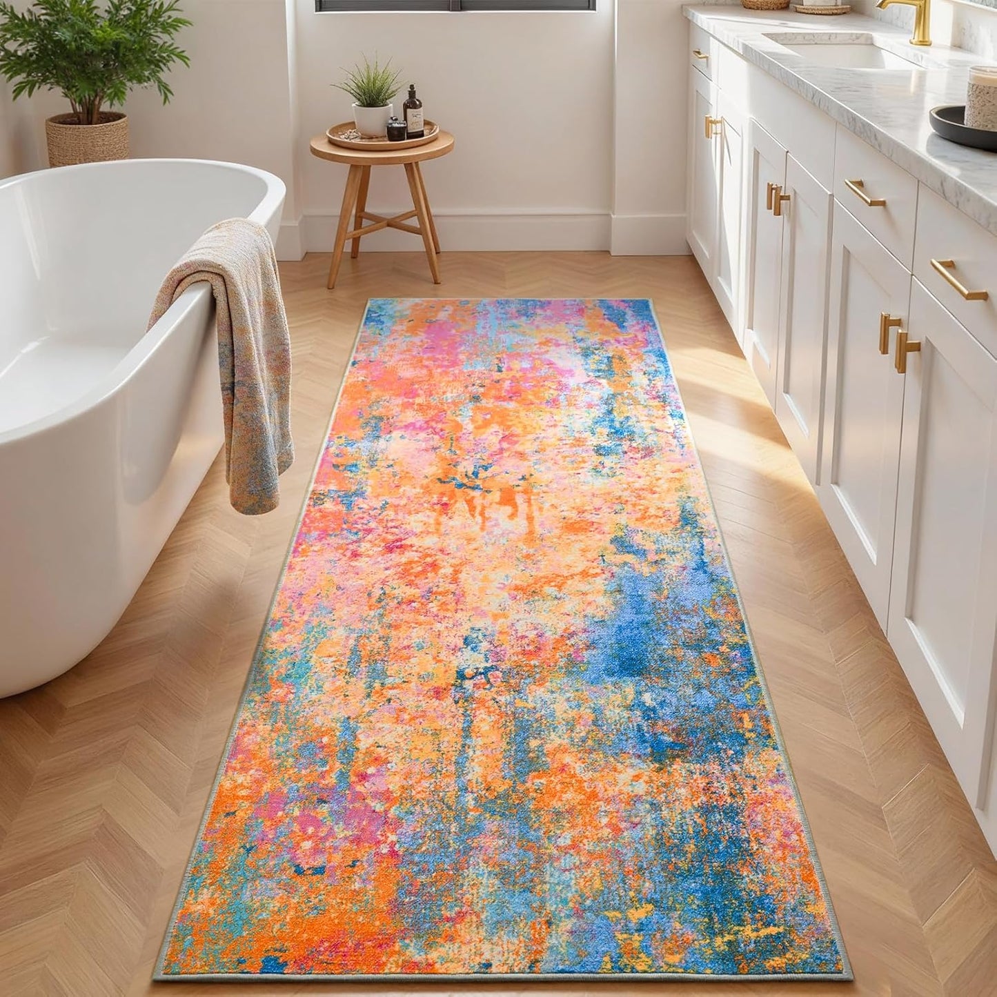 Ompaa 2x6 Rug Runners for Hallways Kitchen Runner Rug Non Slip Washable Grey Long Runner Rugs with Rubber Backing Soft Abstract Carpet Runner for Hallways, Kitchen, Bedroom, Bathroom, Entryway - Colors B