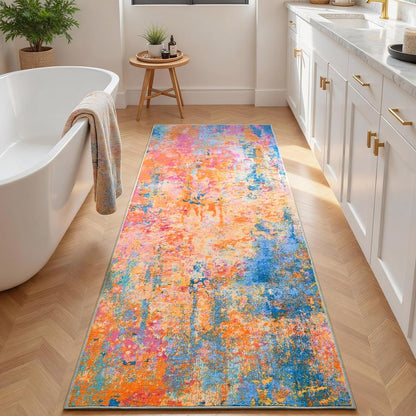 Ompaa 2x6 Rug Runners for Hallways Kitchen Runner Rug Non Slip Washable Grey Long Runner Rugs with Rubber Backing Soft Abstract Carpet Runner for Hallways, Kitchen, Bedroom, Bathroom, Entryway - Colors B