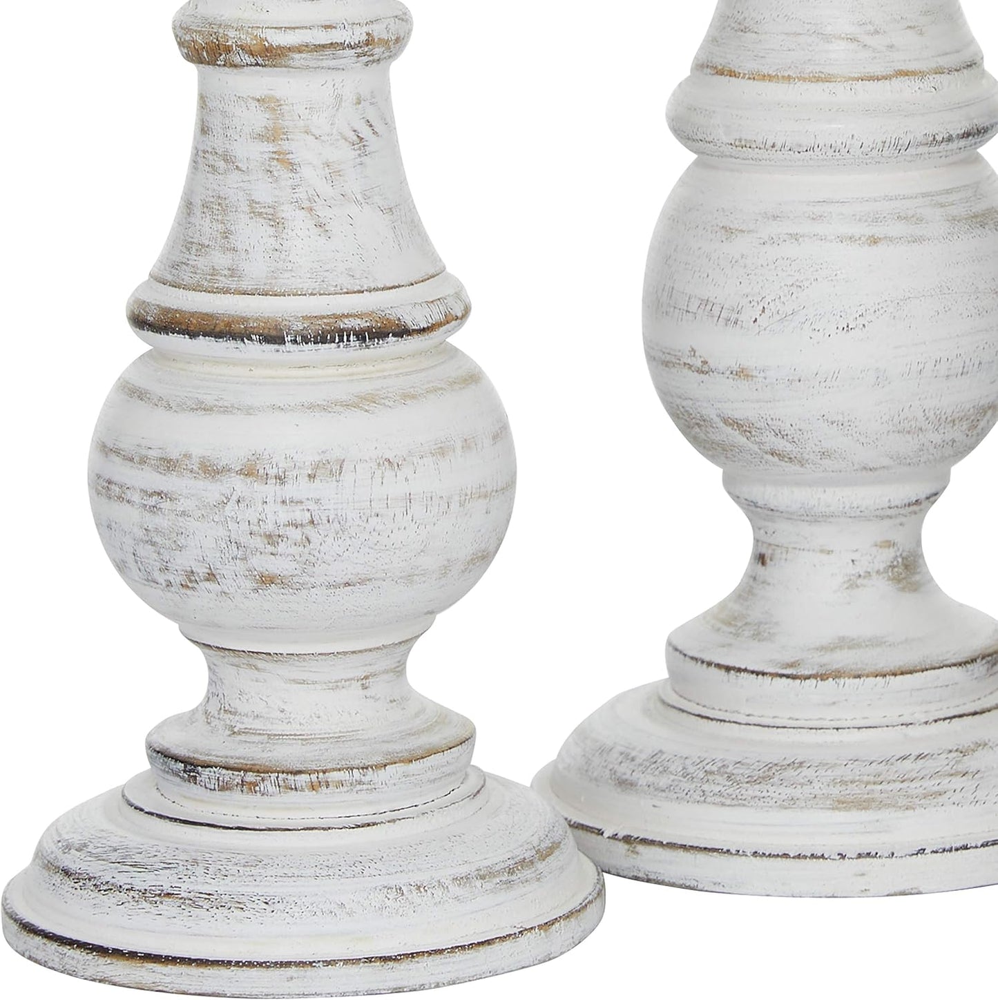 Deco 79 Mango Wood Decorative Candle Holder Distressed Turned Pillar Candle Stand, Set of 3 Candlestick Holder 6", 8", 10"H, Light Blue