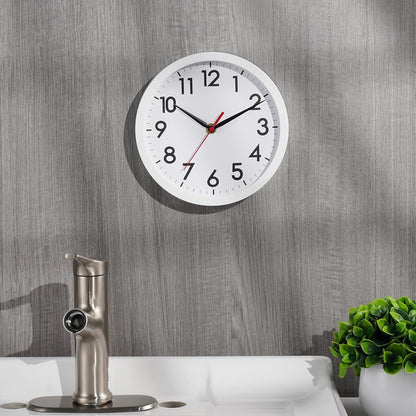 AKCISOT Wall Clock, Modern Small Wall Clocks Battery Operated 8 Inch, Silent Non-Ticking Analog Classic for Office, Home, Bathroom, Kitchen, Bedroom, School(Black)