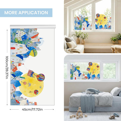 ADD.HERES Window Privacy Film,Colorful Floral Window Stickers,Removable DIY Bouquet Static Clings, Decals for Home School Office Party Supplies, Wildflower Reverie‌, 17.5 x 78.7 in