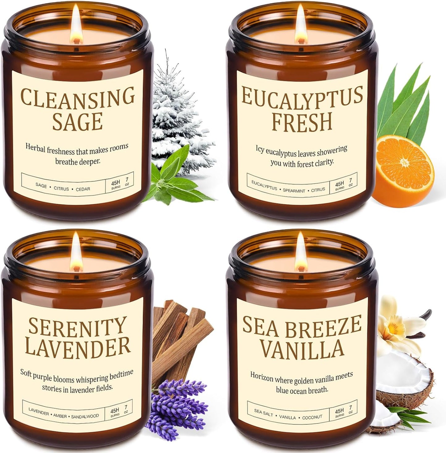 4 Pack Scented Candles Gifts for Women: 28oz Natural Soy Candles for Home Scented, Up to 200H Burning, Aromatherapy Candle Set, Jar Candle Gift Set for Spa Bath Meditation Birthday Valentine's Gifts