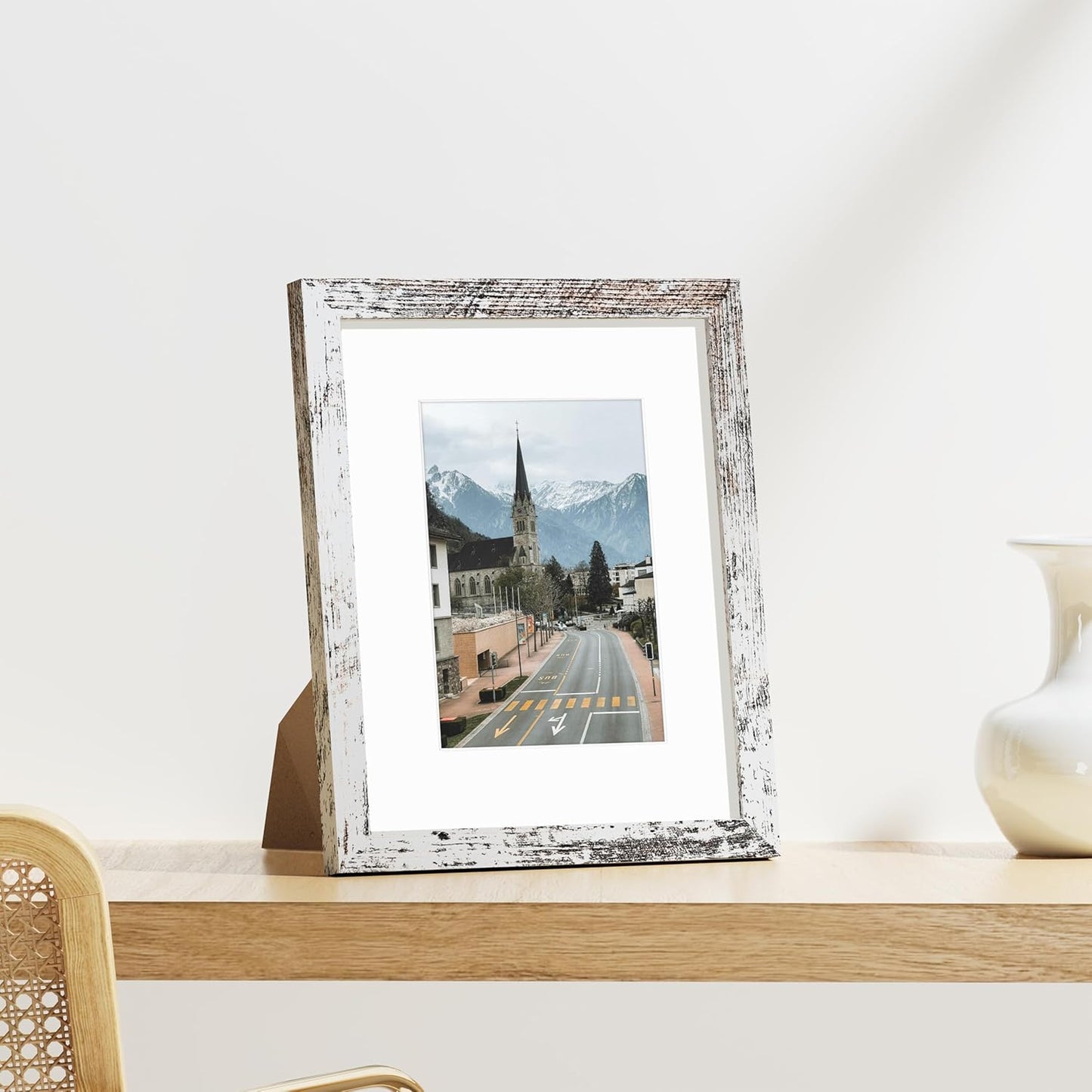 Vittanly 8x10 Picture Frames Set of 9, Shatter Resistant Plexiglass, Display 5x7 Pictures with Mat or 8x10 without Mat, Photo Frames for Wall or Tabletop, Engineered Wood, Black - Colors A