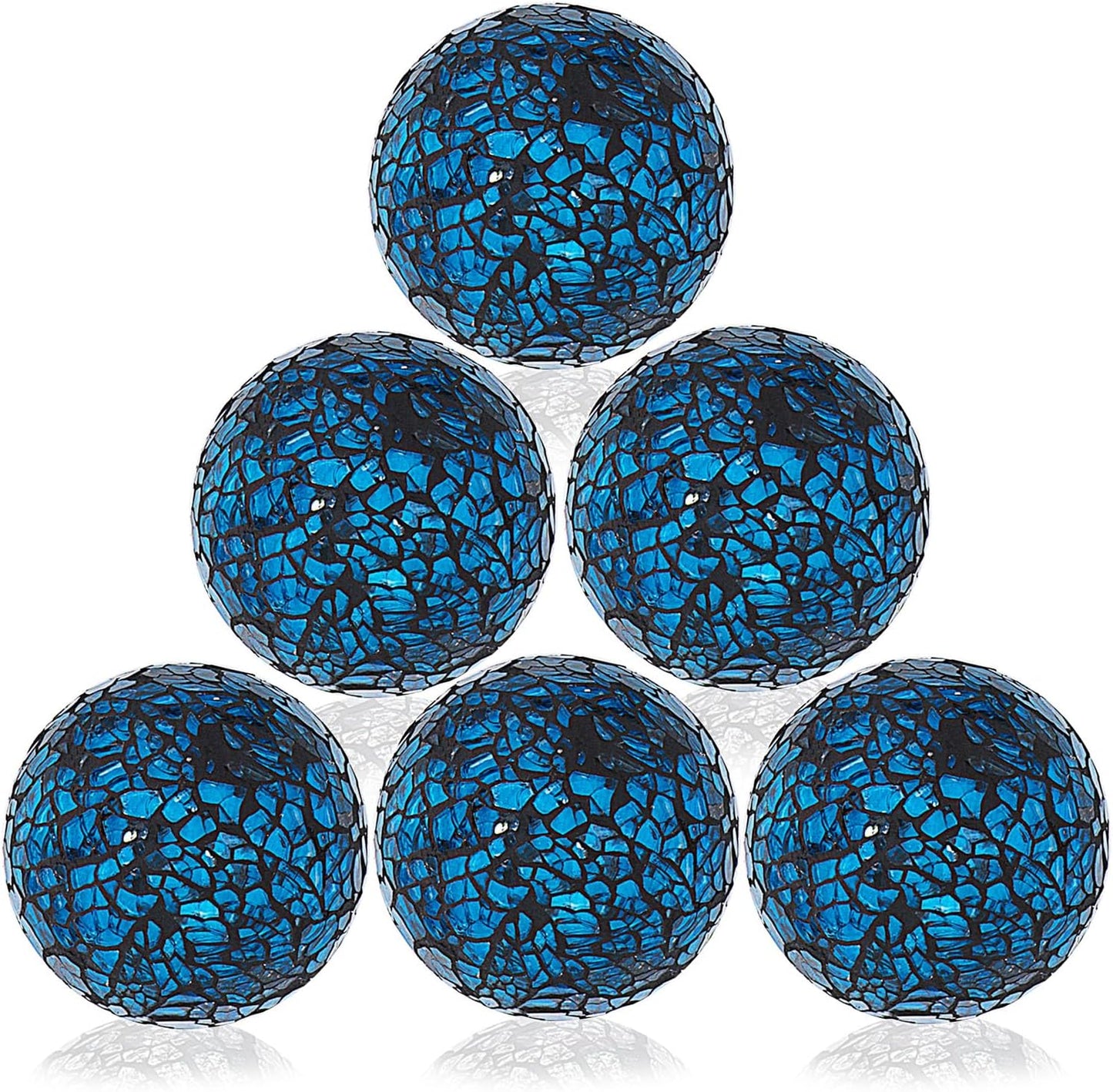 Kesywale 6PCS Decorative Balls Set 2.4 Inches/ 6cm Small Mosaic Spheres Glass Orbs Decorative Balls for Centerpiece Bowls Vases Fillers Dining Coffee Table Wedding Party Decor (Black)
