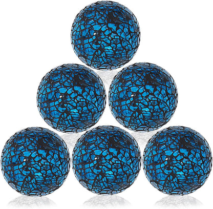 Kesywale 6PCS Decorative Balls Set 2.4 Inches/ 6cm Small Mosaic Spheres Glass Orbs Decorative Balls for Centerpiece Bowls Vases Fillers Dining Coffee Table Wedding Party Decor (Black)