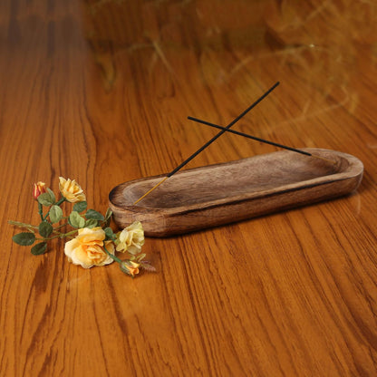 raajsee Wooden Brown Incense Holder -Incense Burner Holder –Ash Catcher - Incense Stick Holder - Meditation & Yoga - Great Gift for Any Occasion Size 11x4 inch