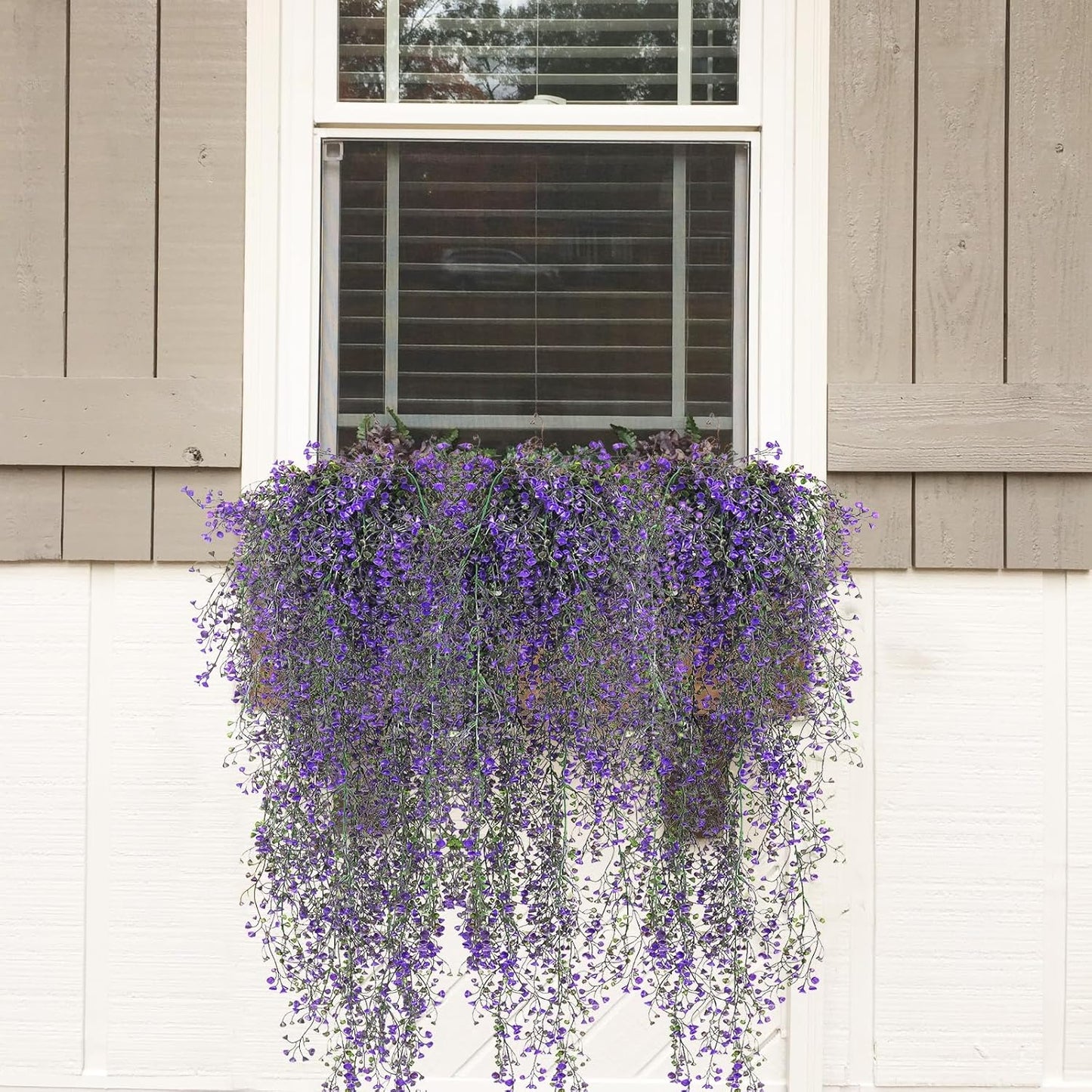 RECUTMS Fake Hanging Plants Artificial Ferns for Outdoor Hanging Faux Plants Vine Ivy Faux Fern Hanging Vines Wall Plants for Home Garden Party Wedding Decor (White 4P)