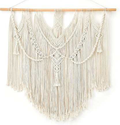 Mkono Macrame Wall Hanging Boho Home Decor Chic Woven Decoration for Bedroom Living Room Apartment Dorm Gallery Perfect Handmade Christmas Gift Ideas, 1 Pack, Large Size, 36"x35"