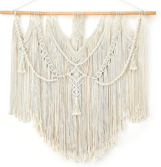 Mkono Macrame Wall Hanging Boho Home Decor Chic Woven Decoration for Bedroom Living Room Apartment Dorm Gallery Perfect Handmade Christmas Gift Ideas, 1 Pack, Large Size, 36"x35"